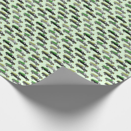 Cute Christmas Pickup Trucks Trees Retro Xmas Gift Cadeaupapier (Hoek)