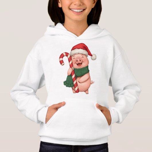 Cute Christmas Pig Kids Hoodie (Voorkant)