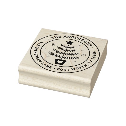 Cute Christmas Pine Tree Return Address Rubberstempel (Stempel)