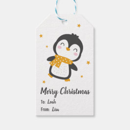 Cute christmas pinguin white on cadeaulabel
