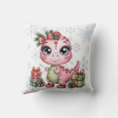 Cute Christmas Pink Dinosaur Baby Shower Gift Kussen (Achterkant)