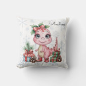 Cute Christmas Pink Dinosaur Baby Shower Gift Kussen (Voorkant)