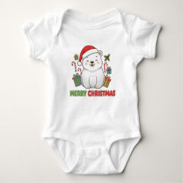 Cute Christmas Polar Bear Illustration Romper