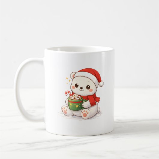 Cute Christmas Polar Bear Mug Kawaii Koffiemok (Links)