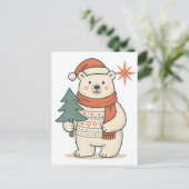 Cute Christmas Polar Bear Postcard | Scandinavian Feestdagenkaart (Staand voorkant)