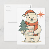 Cute Christmas Polar Bear | Scandinavian Winter Briefkaart (Voorkant / Achterkant)