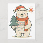 Cute Christmas Polar Bear | Scandinavian Winter Briefkaart (Voorkant)
