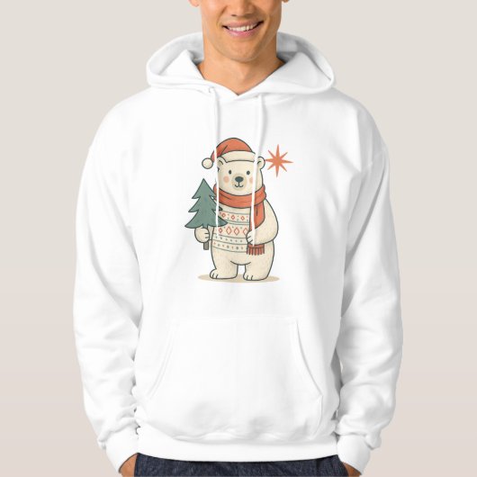 Cute Christmas Polar Bear Scandinavian Winter Cozy Hoodie (Voorkant)