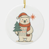 Cute Christmas Polar Bear Scandinavian Winter  Keramisch Ornament (Voorkant)