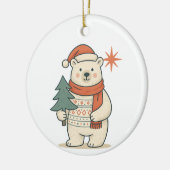 Cute Christmas Polar Bear Scandinavian Winter  Keramisch Ornament (Links)