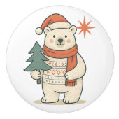 Cute Christmas Polar Bear Scandinavian Winter Keramische Knop (Voorkant)