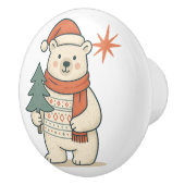 Cute Christmas Polar Bear Scandinavian Winter  Keramische Knop (Rechts)