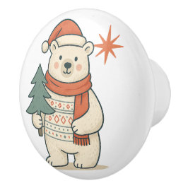 Cute Christmas Polar Bear Scandinavian Winter Keramische Knop