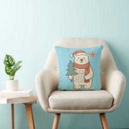 Cute Christmas Polar Bear Scandinavian Winter Kussen