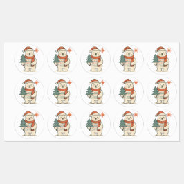 Cute Christmas Polar Bear Scandinavian Winter Labels