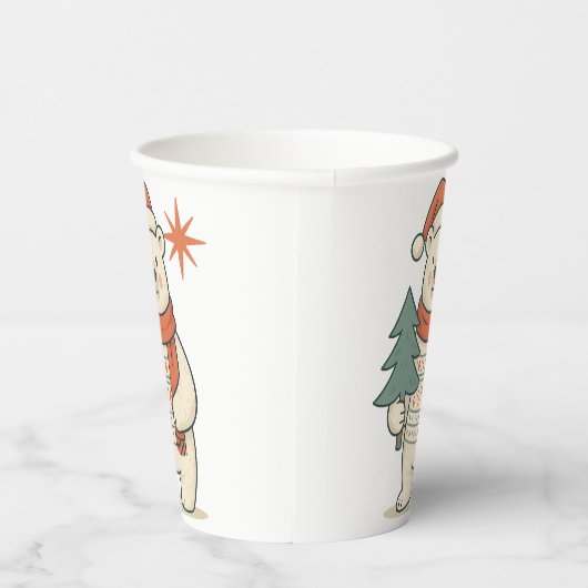 Cute Christmas Polar Bear Scandinavian Winter  Papieren Bekers (Rechts)