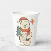 Cute Christmas Polar Bear Scandinavian Winter  Papieren Bekers (Voorkant)