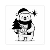 Cute Christmas Polar Bear Scandinavian Winter  Rubberstempel (Afrduk)