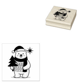 Cute Christmas Polar Bear Scandinavian Winter Rubberstempel