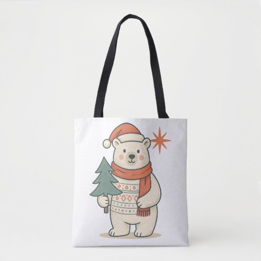 Cute Christmas Polar Bear Scandinavian Winter  Tote Bag (Voorkant)
