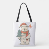 Cute Christmas Polar Bear Scandinavian Winter Tote Bag (Achterkant)