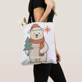 Cute Christmas Polar Bear Scandinavian Winter Tote Bag