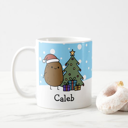 Cute Christmas Potato Personalized With Your Name Koffiemok (Met donut)