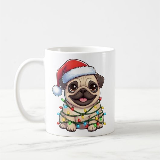 Cute Christmas Pug Mug Koffiemok (Links)