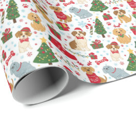 Cute Christmas Puppies Holiday Wrapping Paper Cadeaupapier