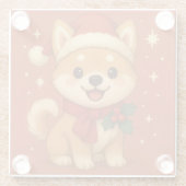 Cute Christmas puppy Glazen Onderzetter (Achterkant)