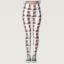Cute Christmas Puppy on Gift Box Leggings