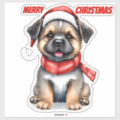 Cute Christmas Puppy Sticker | "Merry Christmas" (Vel)