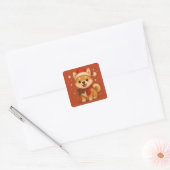 Cute Christmas Puppy Vierkante Sticker (Envelop)