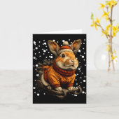 Cute Christmas Rabbit Sledding In Snow Funny Winte Kaart (Gele Bloem)