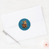 Cute Christmas Rabbit Sledding In Snow Funny Winte Ronde Sticker (Envelop)