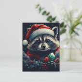 Cute Christmas Raccoon Briefkaart (Staand voorkant)
