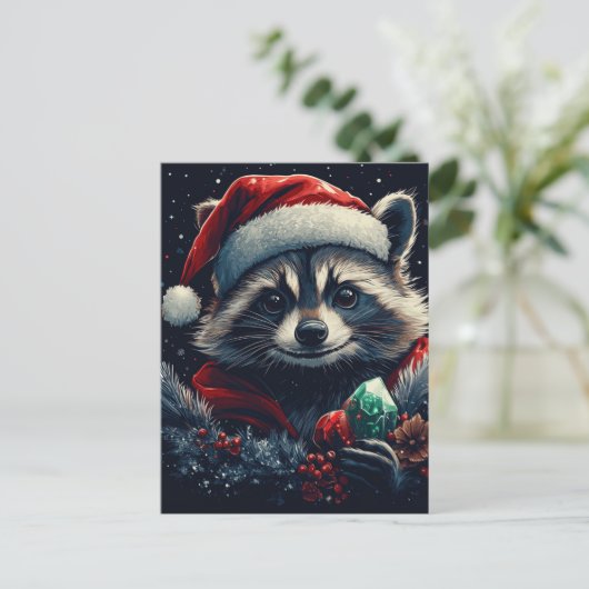 Cute Christmas Raccoon Briefkaart (Staand voorkant)