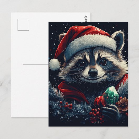 Cute Christmas Raccoon Briefkaart (Voorkant / Achterkant)