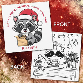 Cute Christmas Raccoon for Kids | Color Me Back Feestdagenkaart