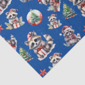Cute Christmas Raccoons Gifts Snowglobe on Blue Tissuepapier (Detail)