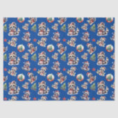 Cute Christmas Raccoons Gifts Snowglobe on Blue Tissuepapier (Voorkant)