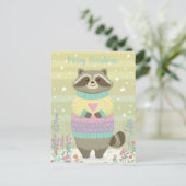 Cute Christmas Racoon Postcard Briefkaart (Staand voorkant)