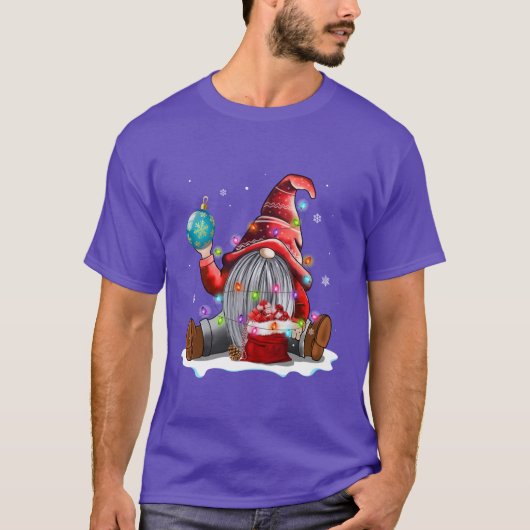 Cute Christmas Red Gnome Santa Light Shirt Gnomes  (Voorkant)