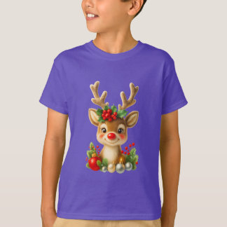Cute Christmas Reindeer 3D Illustration | Holiday  T-shirt