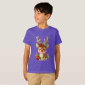 Cute Christmas Reindeer 3D Illustration | Holiday T-shirt (Voorkant volledig)