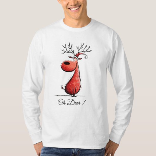 Cute Christmas Reindeer Cartoon – Funny Holiday  T-shirt (Voorkant)