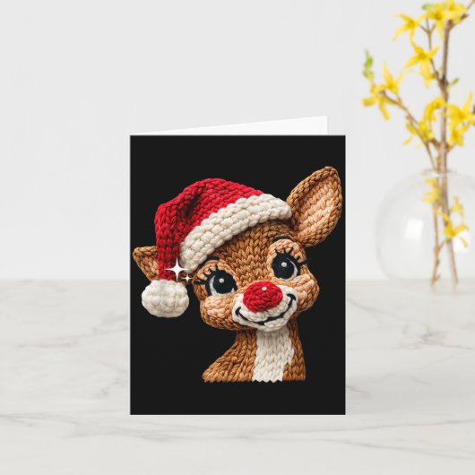 Cute Christmas Reindeer Crocheting Funny Gift Men, Kaart (Gele Bloem)