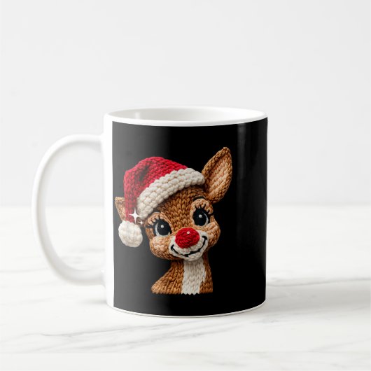 Cute Christmas Reindeer Crocheting Funny Gift Men, Koffiemok (Links)