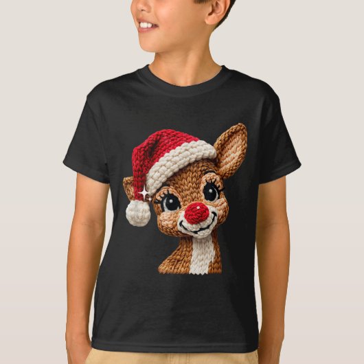 Cute Christmas Reindeer Crocheting Funny Gift Men, T-shirt (Voorkant)