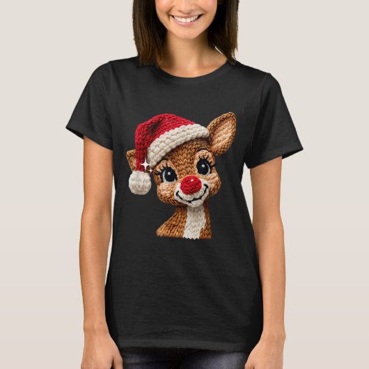 Cute Christmas Reindeer Crocheting Funny Gift Men, T-shirt (Voorkant)